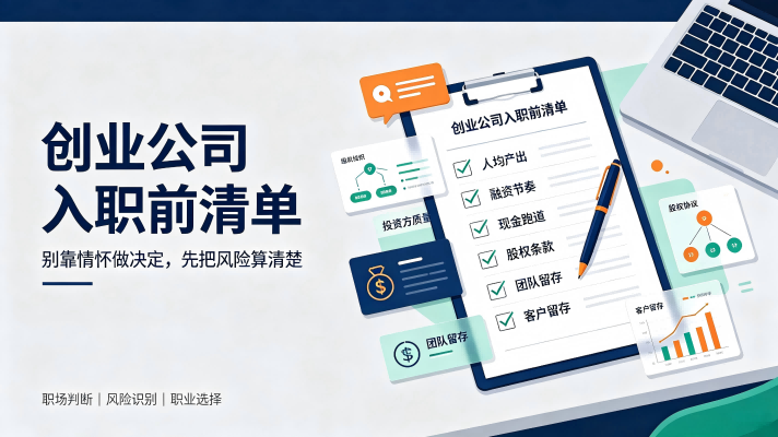 判断一家创业公司值不值得加入,你需要自己跑一遍这个清单